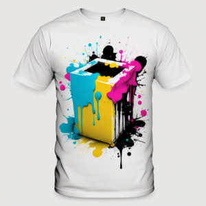 t-shirt as if splashed by cmyk ink