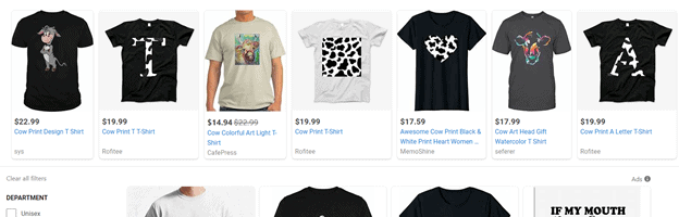 image of a group of shirts with cow prints